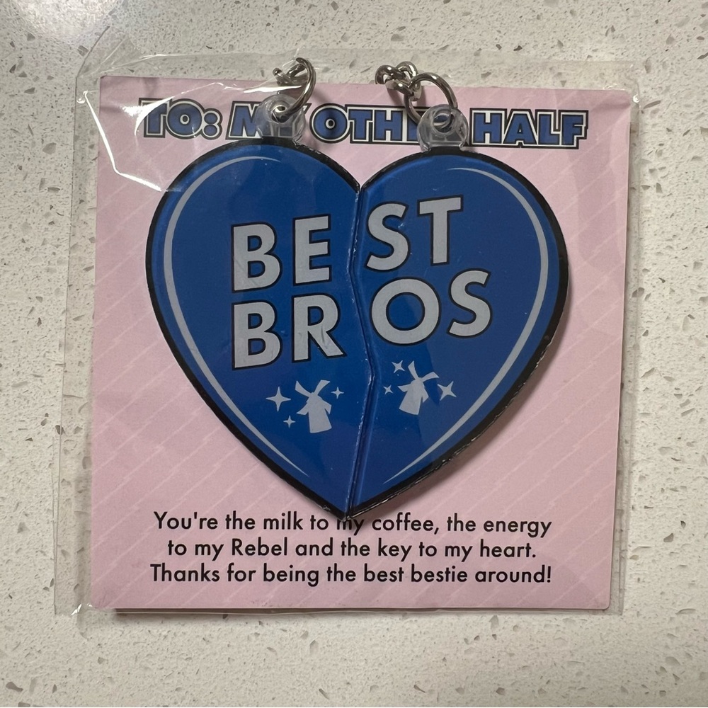 Dutch Bros “Best Bros” Bestie Keychain To: My Other Half Heart‎ Key Chain Charm